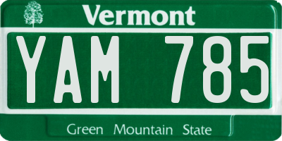 VT license plate YAM785