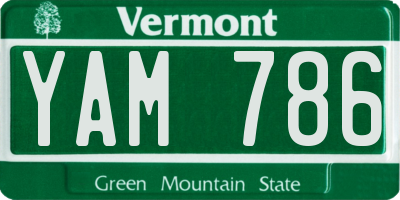 VT license plate YAM786