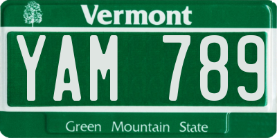 VT license plate YAM789