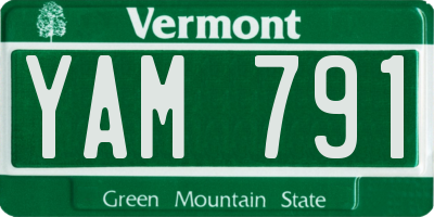 VT license plate YAM791