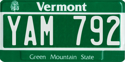 VT license plate YAM792