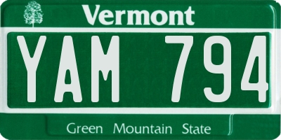 VT license plate YAM794