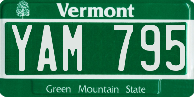 VT license plate YAM795