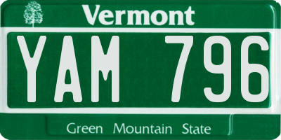 VT license plate YAM796