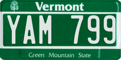 VT license plate YAM799