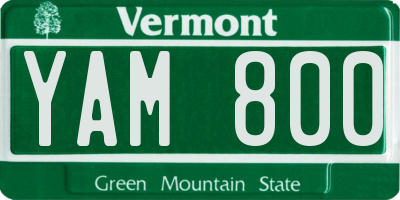 VT license plate YAM800
