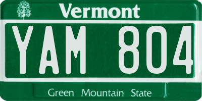 VT license plate YAM804