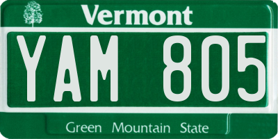 VT license plate YAM805