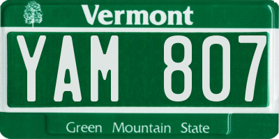 VT license plate YAM807