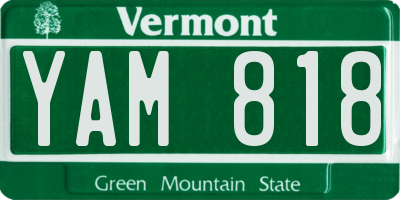 VT license plate YAM818