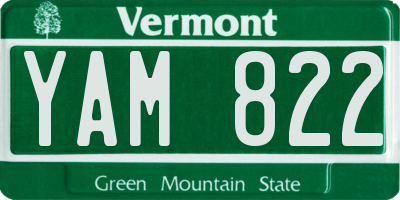 VT license plate YAM822
