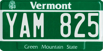 VT license plate YAM825