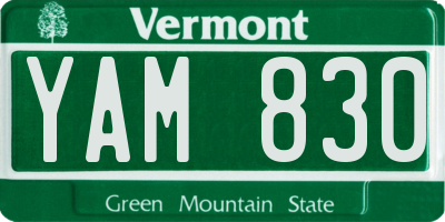 VT license plate YAM830