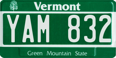 VT license plate YAM832