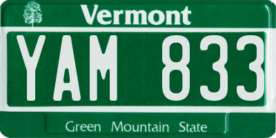 VT license plate YAM833