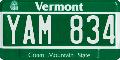 VT license plate YAM834