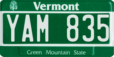 VT license plate YAM835