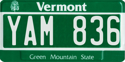 VT license plate YAM836