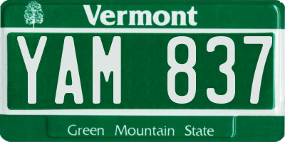 VT license plate YAM837