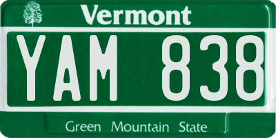 VT license plate YAM838