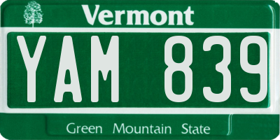 VT license plate YAM839