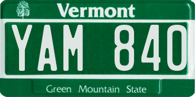VT license plate YAM840