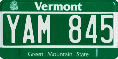 VT license plate YAM845