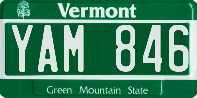 VT license plate YAM846