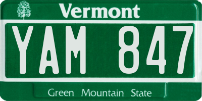 VT license plate YAM847