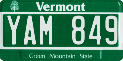 VT license plate YAM849