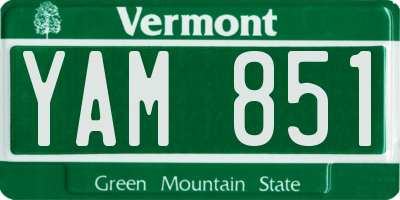 VT license plate YAM851