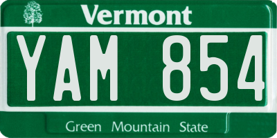 VT license plate YAM854