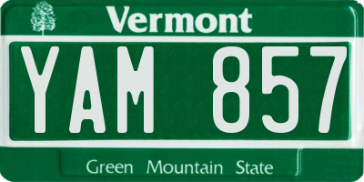 VT license plate YAM857