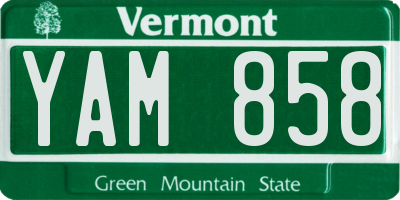 VT license plate YAM858