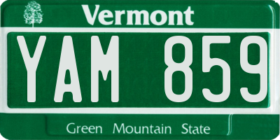 VT license plate YAM859