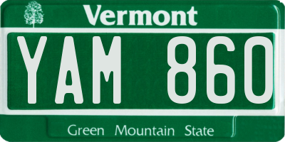 VT license plate YAM860