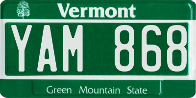 VT license plate YAM868