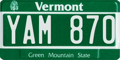 VT license plate YAM870