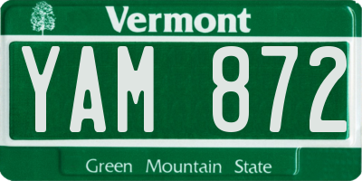 VT license plate YAM872