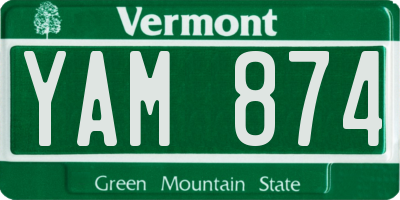 VT license plate YAM874
