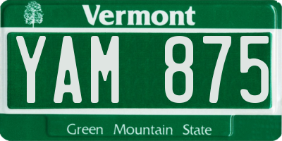 VT license plate YAM875