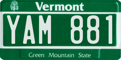 VT license plate YAM881