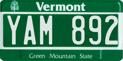 VT license plate YAM892