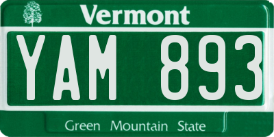 VT license plate YAM893
