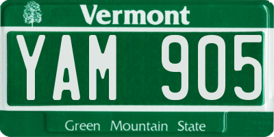 VT license plate YAM905
