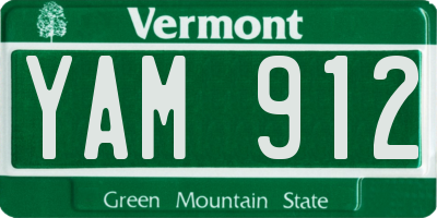 VT license plate YAM912