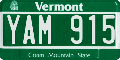VT license plate YAM915