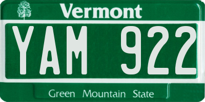 VT license plate YAM922