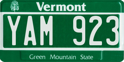 VT license plate YAM923