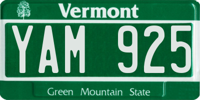 VT license plate YAM925